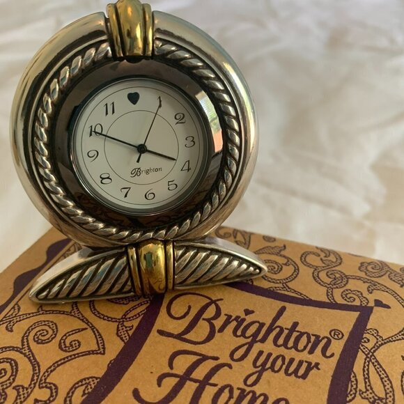 Brighton Collectible Clock Silver Plated with Original Bag and Box Needs Battery - Picture 2 of 10